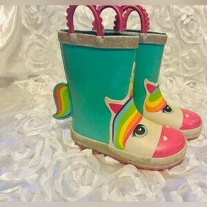 Western Chief Fur Lined Colorful Unicorn Rain Boots for Kids SZ 9/10